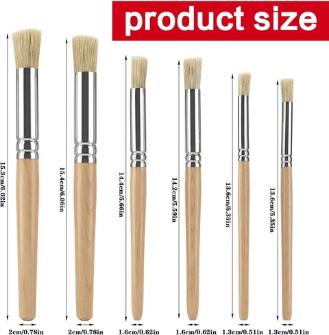 6Pcs Wooden Stencil Brush Set, Natural Stencil Brushes Bristle Wooden in Kuwait