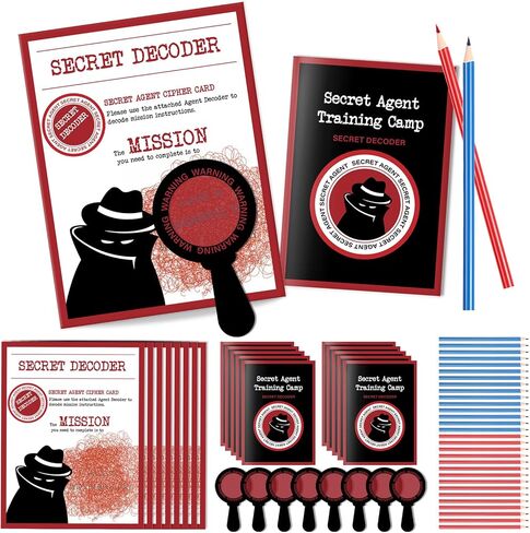 ReliThick 15 Sets Detective Party Favors Spy Secret Kit Escape Room Birthday Party Decoder with Agent Training Camp Notepads Cards Pens Treat Bags Stuffers Piñata Filler Classroom Prizes in Kuwait