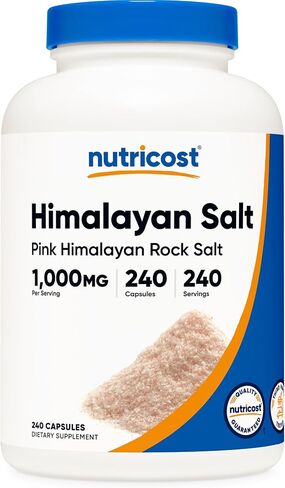 Nutricost Pink Himalayan Salt Capsules 1000mg, 390mg Sodium, 240 Capsules - Non-GMO, Gluten Free in Kuwait