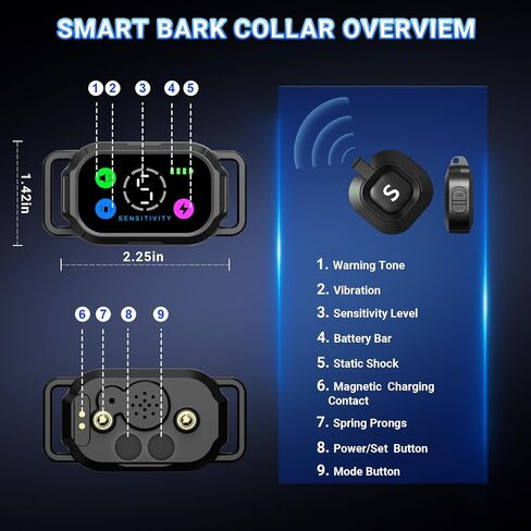 Dog Bark Collar with Remote Control,Smart 2-in-1 Automatic & Manual Anti Barking Dog Training Collar with Beep,Vibration,Static Modes for Large Medium Small Dogs,5 Adjustable Sensitivity in Kuwait