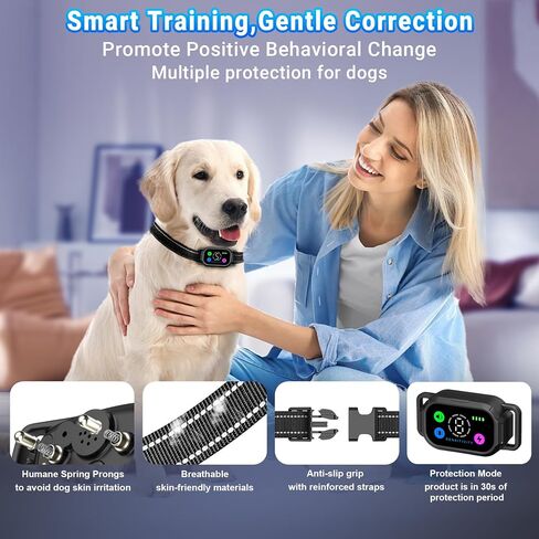 Dog Bark Collar with Remote Control,Smart 2-in-1 Automatic & Manual Anti Barking Dog Training Collar with Beep,Vibration,Static Modes for Large Medium Small Dogs,5 Adjustable Sensitivity in Kuwait