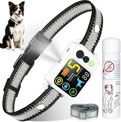 Citronella Bark Dog Collar Spray Dog Collar, with 5 Adjustable Sensitivity, Beep+Vibration+Spray 5 Working Modes Citronella Bark Collar, IP66 Waterproof Dog Spray Collar for L/M/S Black in Kuwait