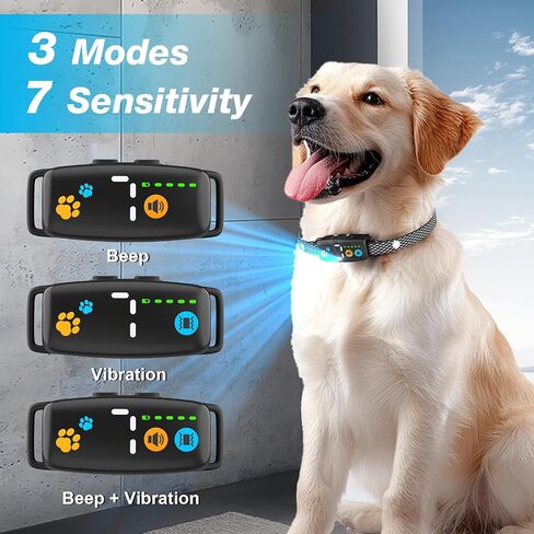 No Shock Bark Collar for Small, Medium & Large Dogs, 7 Sensitivities in Kuwait