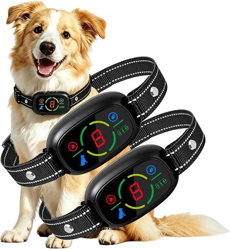 Dog Bark Collar for Large Medium Small Dogs 8-150lbs, Rechargeable Smart Anti Barking Device, Bark Collar with 3 Beep & Vibration Modes, 8 Sensitivity Levels (Black) in Kuwait