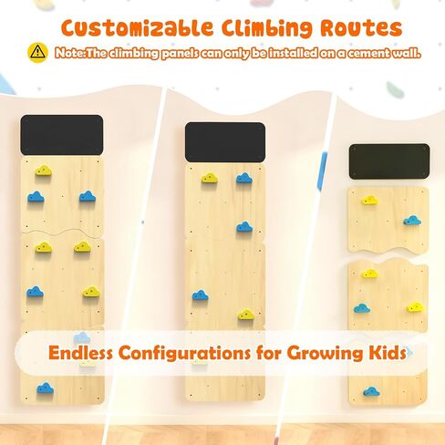 Wooden Climbing Wall for Kids, Indoor Climbing Wall Panels with 12 Rock Holds, Montessori Climbing Toy for Playroom & Home Gym, Aged 3+ in Kuwait