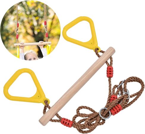 Kids Trapeze Bar Wooden Swing Ring Heavy Duty Garden Play in Saudi Arabia