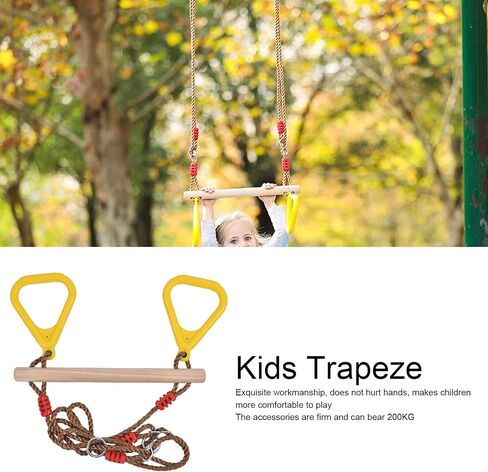 Kids Trapeze Bar Wooden Swing Ring Heavy Duty Garden Play in Saudi Arabia
