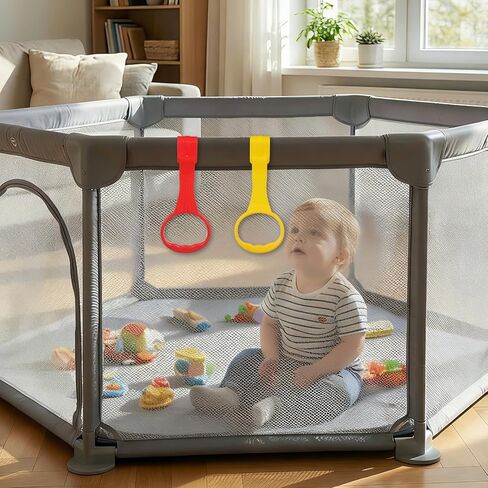 Ipetboom 6pcs Pull Up Rings Crib Pull Ring Infant Bed Nursery for Home Use Toddler Stand Handle in Kuwait
