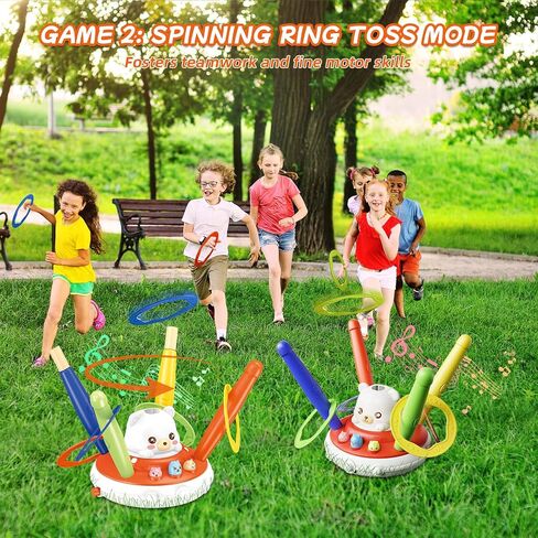 Sports Outdoors Play Toys - 5 in 1 Musical Jump Ring Toss Game Stomping Launch Rocket Launcher Basketball Throw for Kids - Indoor Outside Obstacle Avoidance Gifts for Toddlers Ages 3 4 5 6 7 8 9 in Kuwait