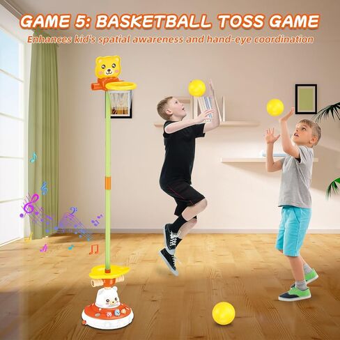 Sports Outdoors Play Toys - 5 in 1 Musical Jump Ring Toss Game Stomping Launch Rocket Launcher Basketball Throw for Kids - Indoor Outside Obstacle Avoidance Gifts for Toddlers Ages 3 4 5 6 7 8 9 in Kuwait