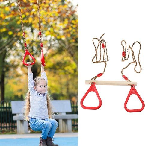 Adult Indoor Outdoor Wooden Trapeze Swing with Rings for Sport Birthday Gift Garden Decorations Outdoor Garden Decorations Statues Decoration Stakes Solar in Kuwait