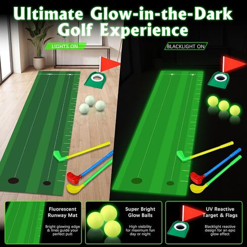 Glow in The Dark Golf Games Set Party Light up Golf Putting Set in Kuwait