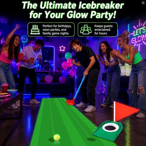 Glow in The Dark Golf Games Set Party Light up Golf Putting Set in Kuwait