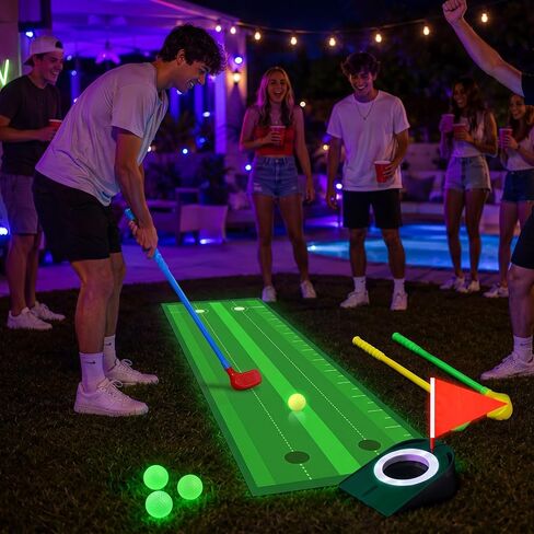 Glow in The Dark Golf Games Set Party Light up Golf Putting Set in Kuwait