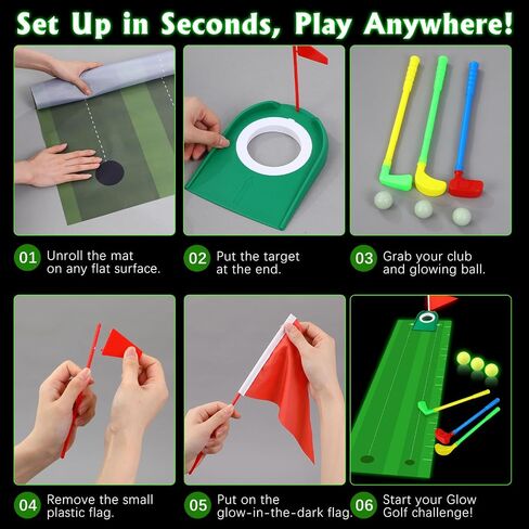 Glow in The Dark Golf Games Set Party Light up Golf Putting Set in Kuwait