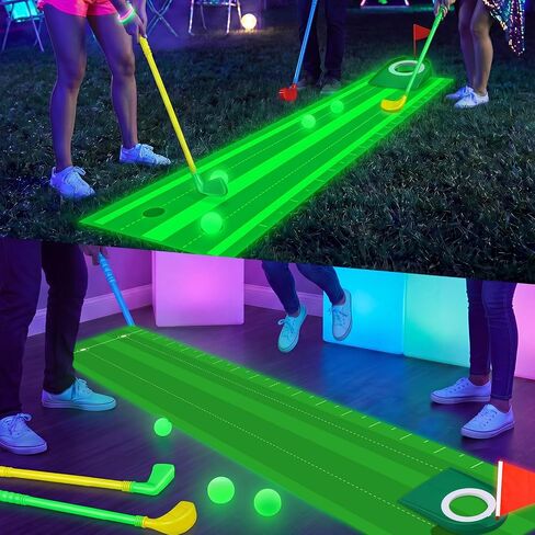 Glow in The Dark Golf Games Set Party Light up Golf Putting Set in Kuwait