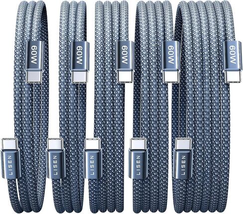LISEN USB C to USB C Charger Cable 60W 3-Pack 6.6ft Type C Charging Cable Cord Fast Charging USBC to USBC Cable for iPhone 15 Pro Max Plus Samsung S23 S22 Note 20 Ultra iPad Pro Air Mini MacBook Air in Kuwait