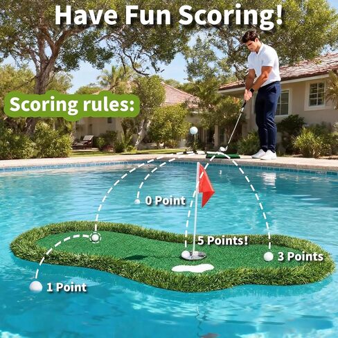 Floating Golf Green for Pool with Ball Retriever 47"x23" Complete 10Pcs Set in Kuwait