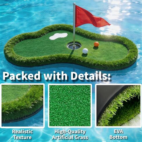 Floating Golf Green for Pool with Ball Retriever 47"x23" Complete 10Pcs Set in Kuwait