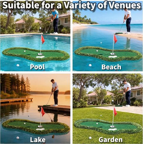 Floating Golf Green for Pool with Ball Retriever 47"x23" Complete 10Pcs Set in Kuwait