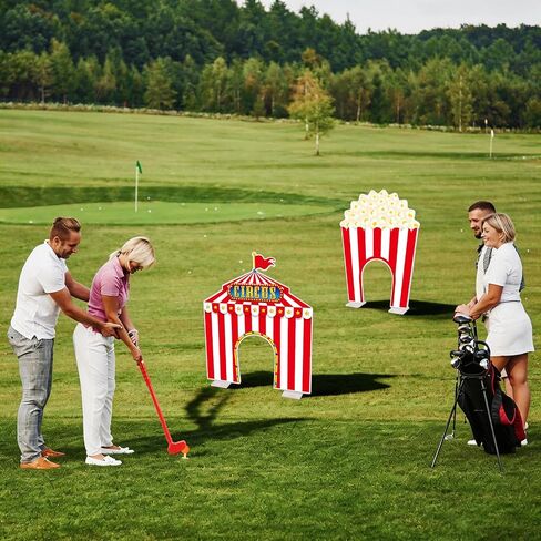 19 PCS Carnival Party Mini Golf Game Set Circus Tent Popcorn Game Set Include Clubs Balls Carnival Themed Obstacles for Groups Circus Birthday Golf Gaming Indoor Family Party Decoration in Kuwait