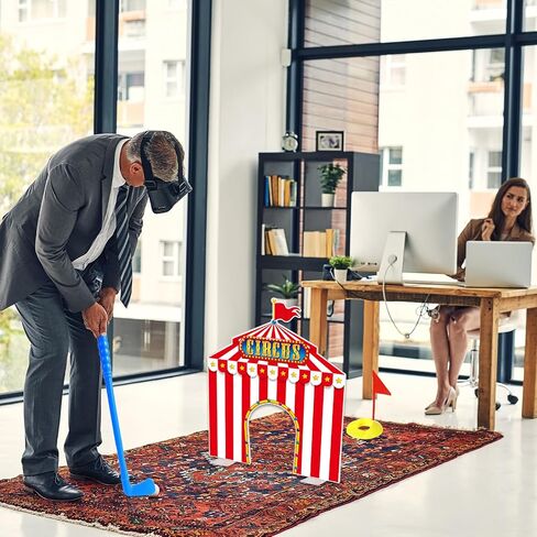 19 PCS Carnival Party Mini Golf Game Set Circus Tent Popcorn Game Set Include Clubs Balls Carnival Themed Obstacles for Groups Circus Birthday Golf Gaming Indoor Family Party Decoration in Kuwait