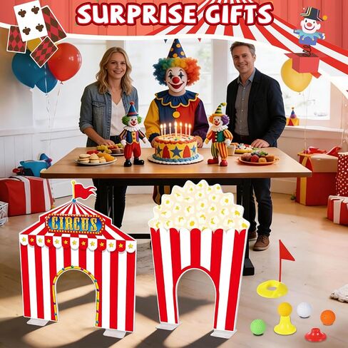 19 PCS Carnival Party Mini Golf Game Set Circus Tent Popcorn Game Set Include Clubs Balls Carnival Themed Obstacles for Groups Circus Birthday Golf Gaming Indoor Family Party Decoration in Kuwait