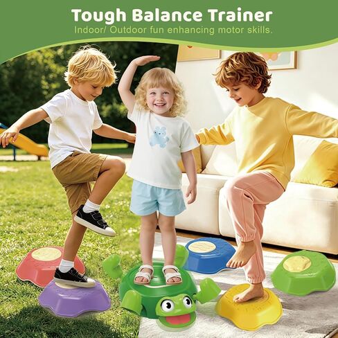 8 PCs Turtle Stepping Stones for Kids, Durable Non-Slip Sensory Balance Stepping Stones with Game Spinner Promoting Toddler's Balance & Coordination Skills, Indoor & Outdoor Toys in Saudi Arabia