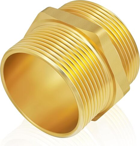 Fire Equipment Hexagonal Nipple Fitting Brass Fire Hose Adapter 1-1/2" NPT Male x 1-1/2" NST (NH) Male,Double Male Fire Hose Hydrant Adapter for Fire Hydrants,Hoses (1-1/2" NPTx 1-1/2" NST (NH)) in Kuwait