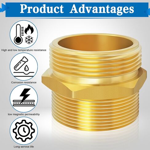 Fire Equipment Hexagonal Nipple Fitting Brass Fire Hose Adapter 1-1/2" NPT Male x 1-1/2" NST (NH) Male,Double Male Fire Hose Hydrant Adapter for Fire Hydrants,Hoses (1-1/2" NPTx 1-1/2" NST (NH)) in Kuwait