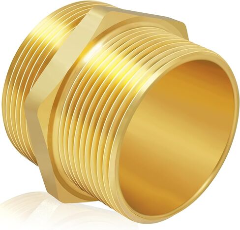 Fire Equipment Hexagonal Nipple Fitting Brass Fire Hose Adapter 1-1/2" NPT Male x 1-1/2" NST (NH) Male,Double Male Fire Hose Hydrant Adapter for Fire Hydrants,Hoses (1-1/2" NPTx 1-1/2" NST (NH)) in Kuwait