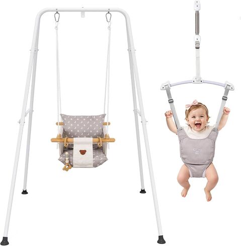 2 in 1 Baby Jumper & Swing, Foldable Stand, Toddler Swing Set for Indoor & Outdoor in Kuwait