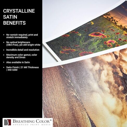 Crystalline Satin Bright White, Poly-Cotton Inkjet Canvas 60in x 40ft Roll Makes Color and Contrast Art Pop With Its Exquisite Satin Finish in Kuwait