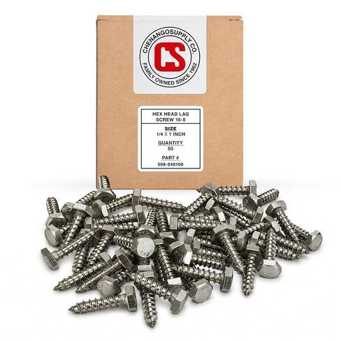 Stainless 1/4 x 1-1/4" Hex Lag Screw (1" to 5" Lengths Available in Listing), 18-8 Stainless Steel, 50 pieces (1/4 x 1-1/4") in Kuwait