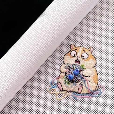Mono Deluxe Needlepoint Canvas, 17" x 40", 100% Cotton Rolled Blank Cross Stitch Fabric, Rolled for No Crease, 18 Mesh, White in Kuwait