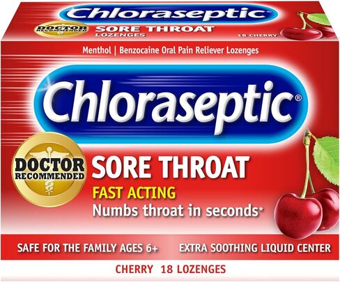 Chloraseptic Sore Throat Lozenges, Warming with Real Honey Honey Lemon, 18 ct (Pack of 1) in Saudi Arabia