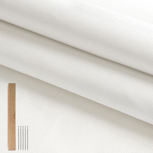 Kaitiaki 13 Mesh Needlepoint Canvas 20 x 18 Inch, 2 Pack 100% Cotton 13CT Blank White Sheets with 5 Needles, No-Fold Rolled Refill Pack for DIY Needlepoint Embroidery Crafts in Kuwait