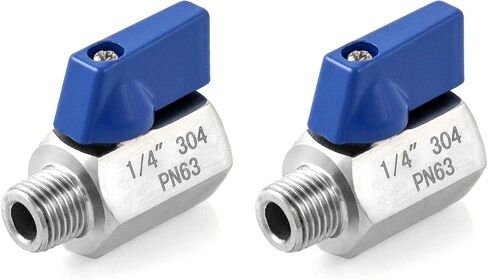 QWORK Mini Ball Valve, 4 Pack 1/4" NPT Thread Female and Female 304 Stainless Steel Shut-Off Valves in Kuwait