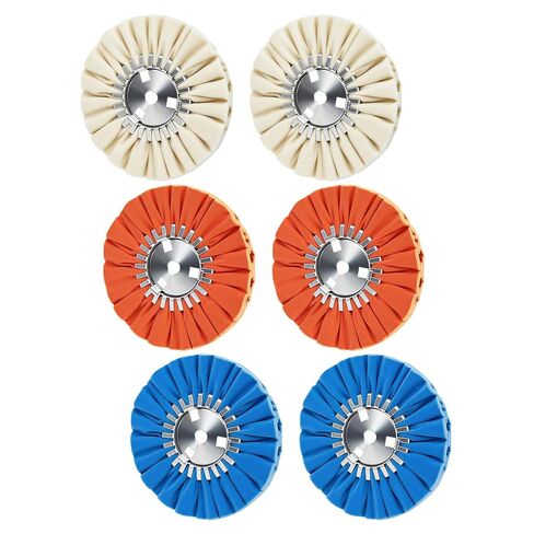 Airway Buffing Wheel Kit 7 PCs kit (2 pcs White & 2 pcs Orange & 2 pcs Blue & 1 Buffing rake) 8" in Diameter 5/8" in Arbor Hole 16 Ply for Angle Grinder 7 Pcs in Saudi Arabia