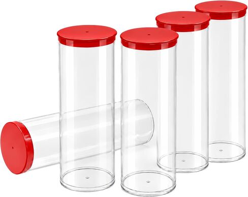 Prestige Import Group - 2" x 8.25" Transparent Clear Plastic (PETG) Storage Tubes with Black Lid - 5 Pack in Kuwait