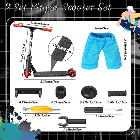 Civaner 22 Pcs Mini Finger Scooter Skateboards Toys for Kids, Red, Black in Kuwait
