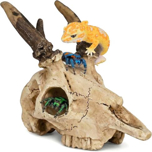 Mini Deer Skull Reptile Hide, Resin Tank Decor for Geckos, Snakes & Spiders in Kuwait