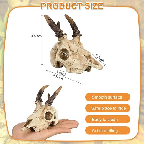 Mini Deer Skull Reptile Hide, Resin Tank Decor for Geckos, Snakes & Spiders in Kuwait