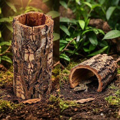Natural Cork Bark Reptile Hideout Tube, 7.86 Inch Terrarium Log Decor in Kuwait