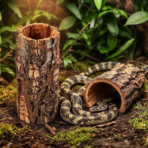 Natural Cork Bark Reptile Hideout Tube, 7.86 Inch Terrarium Log Decor in Kuwait