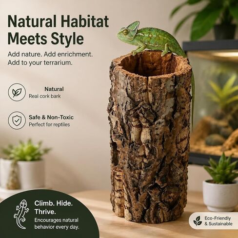 Natural Cork Bark Reptile Hideout Tube, 7.86 Inch Terrarium Log Decor in Kuwait