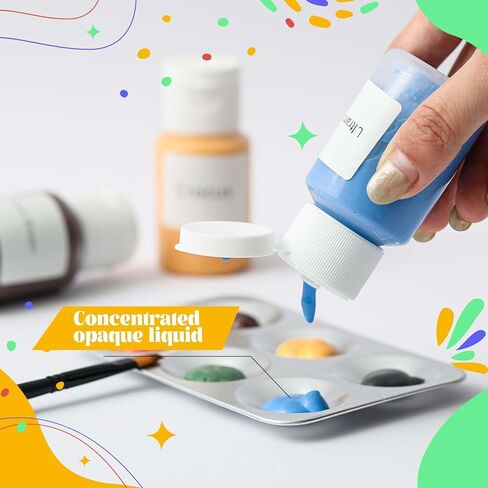Dunzoom 12 Colors Ceramic Underglaze Set for Pottery, 2 oz Concentrated Underglaze Paint Kit with 6 Brushes & Paint Tray for Clay, Ceramic Painting, Glaze Decoration in Kuwait