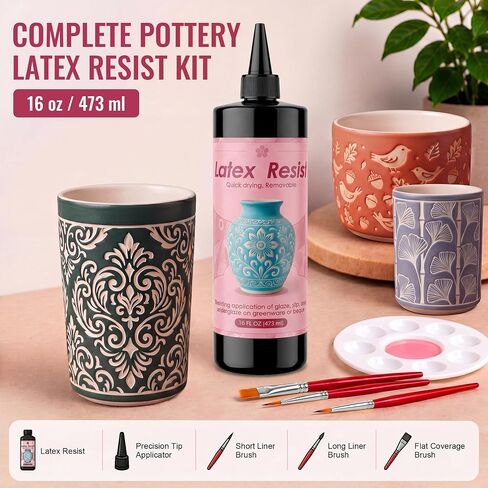 Ceramic Latex Resist Paint, Pink, 16 fl oz (473 mL) Pottery in Kuwait