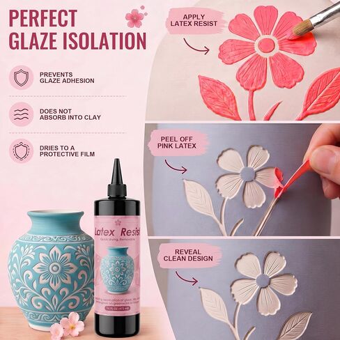 Ceramic Latex Resist Paint, Pink, 16 fl oz (473 mL) Pottery in Kuwait