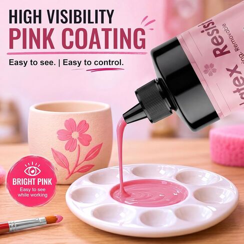 Ceramic Latex Resist Paint, Pink, 16 fl oz (473 mL) Pottery in Kuwait